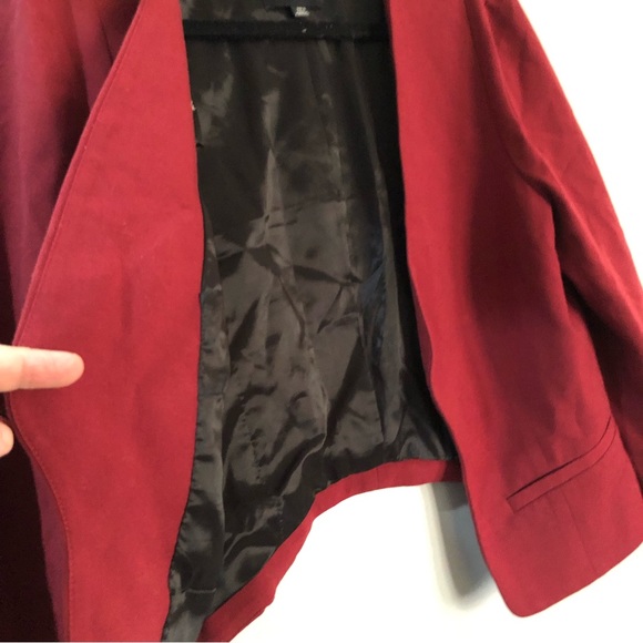 Crop Over coat Size 10 women’s open jacket dark red smart casual work - Picture 3 of 10